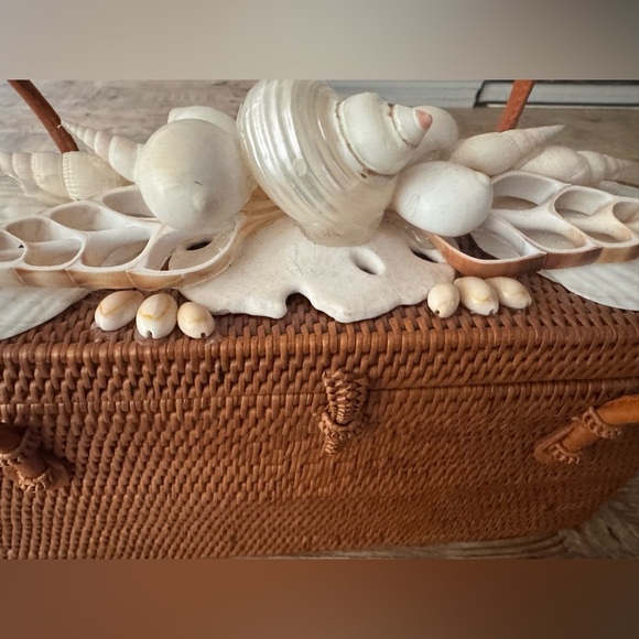 Vintage Woven Indonesian Top Handle Bag With Shells from Two Cranes Inc. - Picture 8 of 12